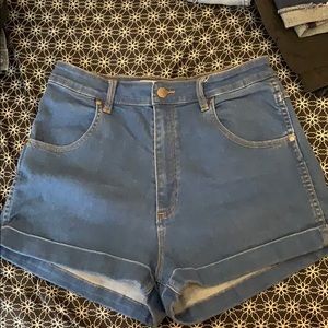 High waisted denim shorts
